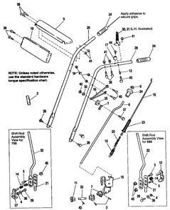 Handles And Controls Diagram and Parts List for 722E 1692615 Simplicity Snow Blower