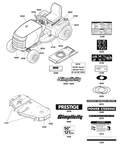 Decals Group Diagram and Parts List for 2691677-00  Simplicity Lawn Tractor