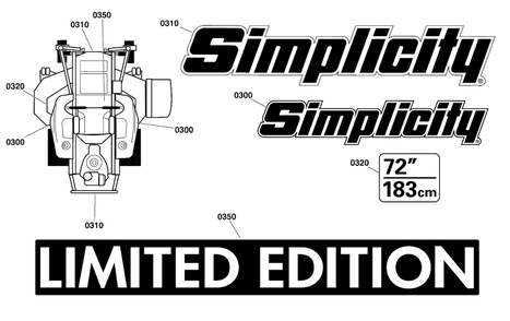 Decal Group - Brand And Model Diagram and Parts List for 5901799  Simplicity Lawn Tractor