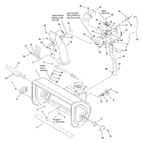 Auger Housing And Chute Group Diagram and Parts List for L1226E 1695326 Simplicity Snow Blower