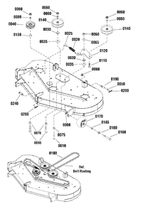 48-Inch Mower Deck - Clutch And Support Group Diagram and Parts List for SZT250 2691694-00 Simplicity Lawn Tractor