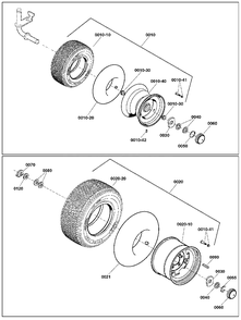Wheels And Tires Group Diagram and Parts List for 2691336-05  Simplicity Lawn Tractor