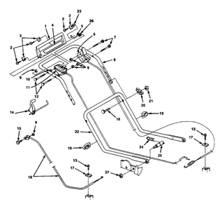 Handles And Controls Group Diagram and Parts List for 1550BBC 1691728 Simplicity Lawn Mower