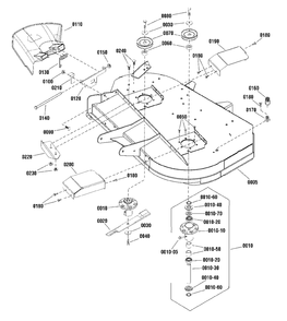 42-Inch (107cm) Mower Deck - Housing, Arbor And Blade Group (2991668) Diagram and Parts List for 1696545-00  Simplicity Lawn Tractor Accessories