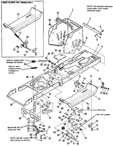 Frame Group Diagram and Parts List for 5116 1690684 Simplicity Lawn Tractor