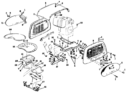 Seat, Hood, And Drawbar Assembly-Model 450 Diagram and Parts List for 450 990165 Simplicity Lawn Tractor
