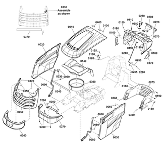 Hood, Grille And Dash Group Diagram and Parts List for 2691670-01  Simplicity Lawn Tractor