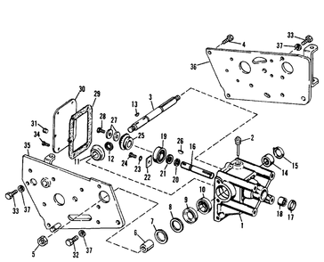 7010-7016 Bevel Gear Housing Diagram and Parts List for 7010 1690018 Simplicity Lawn Tractor