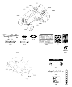 Decals Group Diagram and Parts List for 2691668-02  Simplicity Lawn Tractor