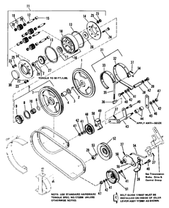 Pulley And Planatary Group Diagram and Parts List for 7014S 1690338 Simplicity Lawn Tractor