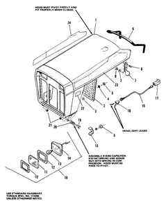 Hood And Lights Group Diagram and Parts List for 7014S 1690338 Simplicity Lawn Tractor