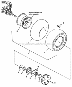 Rear Wheels  Tires Diagram and Parts List for 1692554  Simplicity Lawn Tractor