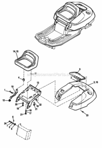 Seat  Deck Diagram and Parts List for 1692554  Simplicity Lawn Tractor