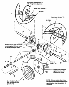 Auger_Drive Diagram and Parts List for 1692569  Simplicity Snow Blower
