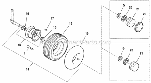 Wheels  Tires (Front) Diagram and Parts List for 1693042  Simplicity Lawn Tractor