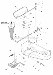 34 Mower Deck - Housing Hitch  Deflector (984418) Diagram and Parts List for 1693047  Simplicity Lawn Tractor