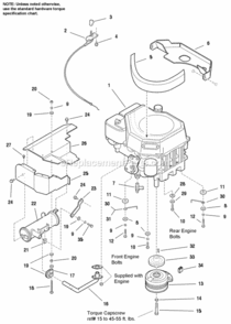 Engine Group - Kohler Models Diagram and Parts List for 1693047  Simplicity Lawn Tractor