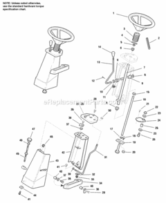 Front Column  Dash Diagram and Parts List for 1693047  Simplicity Lawn Tractor