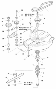 30 Mower Deck - Drive  Arbor (984825) Diagram and Parts List for 1693316  Simplicity Lawn Tractor