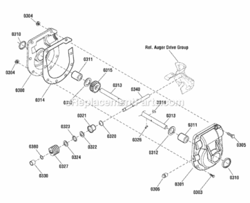 Gear_Case_Assembly_1752304 Diagram and Parts List for 1696235-01  Simplicity Snow Blower