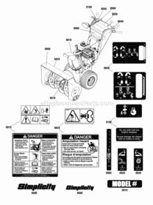 Decals_Group_2991514 Diagram and Parts List for 1696493-00  Simplicity Snow Blower