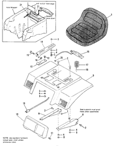 Seat And Deck Group Diagram and Parts List for 4212H 1691270 Simplicity Lawn Tractor