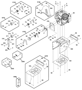Engine And Frame Group Diagram and Parts List for M1530E 1696832-00 Simplicity Snow Blower