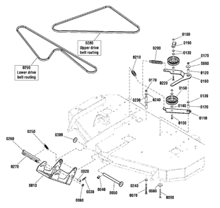 52-Inch (132cm) Mower Deck - Clutch And Support Group Diagram and Parts List for 2691339-02  Simplicity Lawn Tractor