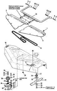 48-Inch Mower Deck-Cover, Drive And Bail Group Diagram and Parts List for 7116 1691434 Simplicity Lawn Tractor