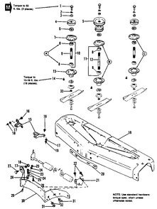 48-Inch Rotary Mower - Housing And Arbor Group Diagram and Parts List for 7112 1691014 Simplicity Lawn Tractor