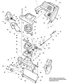 Auger Housing And Chute (S/N 10,000/20,000 And Below) Diagram and Parts List for 551E 20000 & Below Simplicity Snow Blower