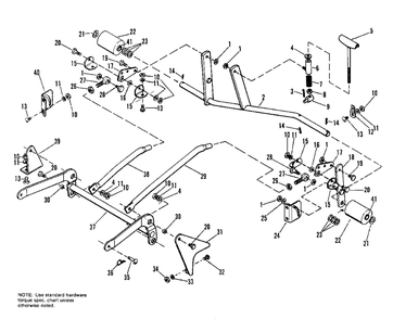28-Inch Mower Controls And Misc. Group Diagram and Parts List for 355 990556 Simplicity Lawn Tractor