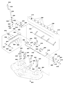 46-Inch Mower Deck - Height Adjustment And Roller Bar Group Diagram and Parts List for 2691014-00  Simplicity Lawn Tractor