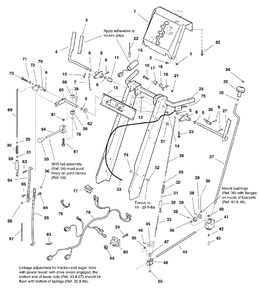 Handles And Controls Group Diagram and Parts List for 1280E 1694442 Simplicity Snow Blower