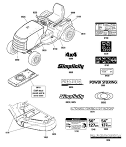 Decals Group Diagram and Parts List for 2691419-01  Simplicity Lawn Tractor