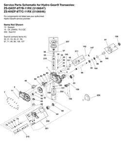 Transaxle Service Parts - Hydro-Gear Zt3400 (84002464 84002465) Diagram and Parts List for 5901779  Simplicity Lawn Tractor