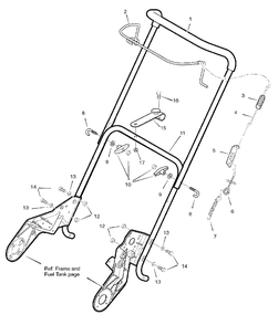 Handle Assembly Group Diagram and Parts List for 5022E (1695090)(2006) Simplicity Snow Blower