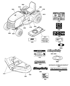 Decals Group Diagram and Parts List for 2691338-03  Simplicity Lawn Tractor