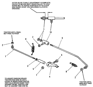 Brake Linkage Group (7010 And 7016) Diagram and Parts List for 7010 1690333 Simplicity Lawn Tractor