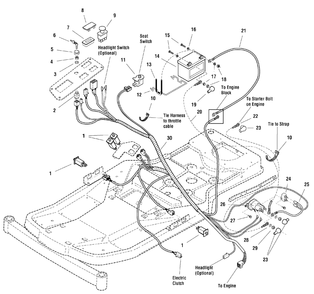 Electrical Group Diagram and Parts List for ZT1644E 1694862 Simplicity Lawn Tractor