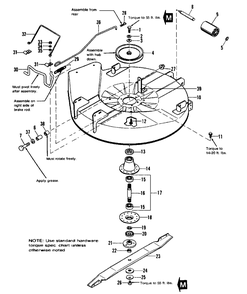 26-Inch And 30-Inch Mower Deck And Arbor Group Diagram and Parts List for 3105 1690368 Simplicity Lawn Tractor