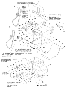 Engine And Frame Group - 9hp, Manual Start Diagram and Parts List for 970M 1693654 Simplicity Snow Blower