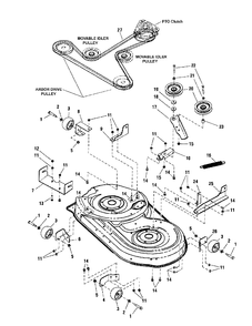 42-Inch Mower Deck - Clutch And Support Group Diagram and Parts List for ZT2142 7800612 Simplicity Lawn Tractor