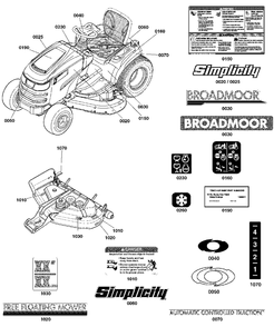 Decals Group Diagram and Parts List for 2691334-03  Simplicity Lawn Tractor