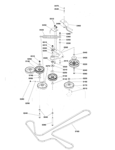 52-Inch Mower Deck Group - Pulleys, Belt And Idler Arm Diagram and Parts List for 5901743  Simplicity Lawn Tractor
