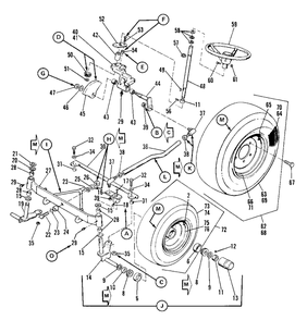 Wheel, Axle And Steering Group (7010 And 7016) Diagram and Parts List for 7010 1690234 Simplicity Lawn Tractor