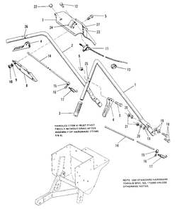Handles And Controls Group Diagram and Parts List for 1008 1690239 Simplicity Tiller