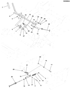 Parking Brake Group Diagram and Parts List for 5901799  Simplicity Lawn Tractor