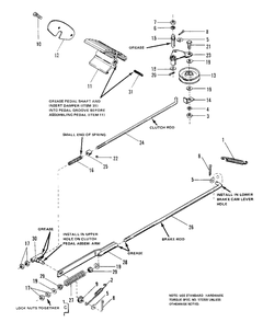 Brake And Clutch Group (4108ms, 4108es, And 4111) Diagram and Parts List for 4111 1690344 Simplicity Lawn Tractor