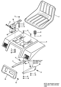 Seat Deck Group Diagram and Parts List for 6211 1690682 Simplicity Lawn Tractor